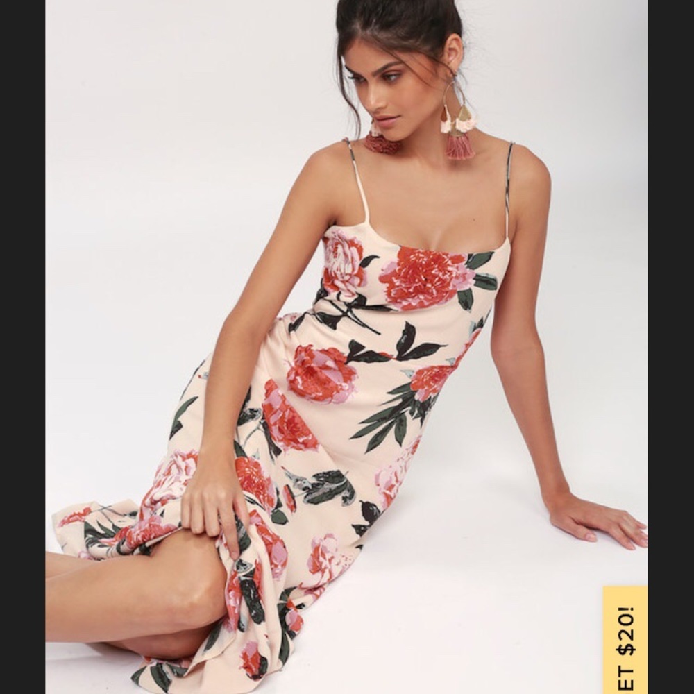 Lulus Bush Floral Print Backless Maxi Dress